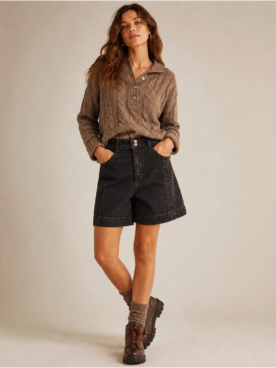 Pilcro Pants - NWT Pilcro Anthropologie Seamed Denim Bermuda Shorts Black Brown High Rise 28